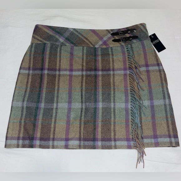 Ralph Lauren black label Plaid Fringe-Trim Tweed Miniskirt - Picture 5 of 11